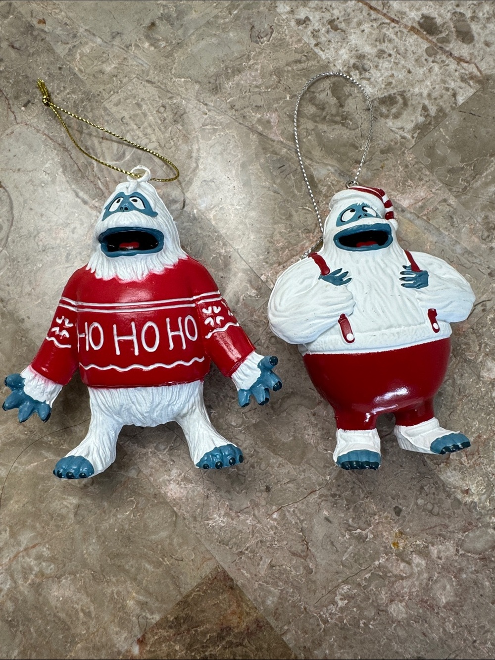 Set of 2 Kurt Adler Christmas ornaments of Bumble the Abominable Snow Monster